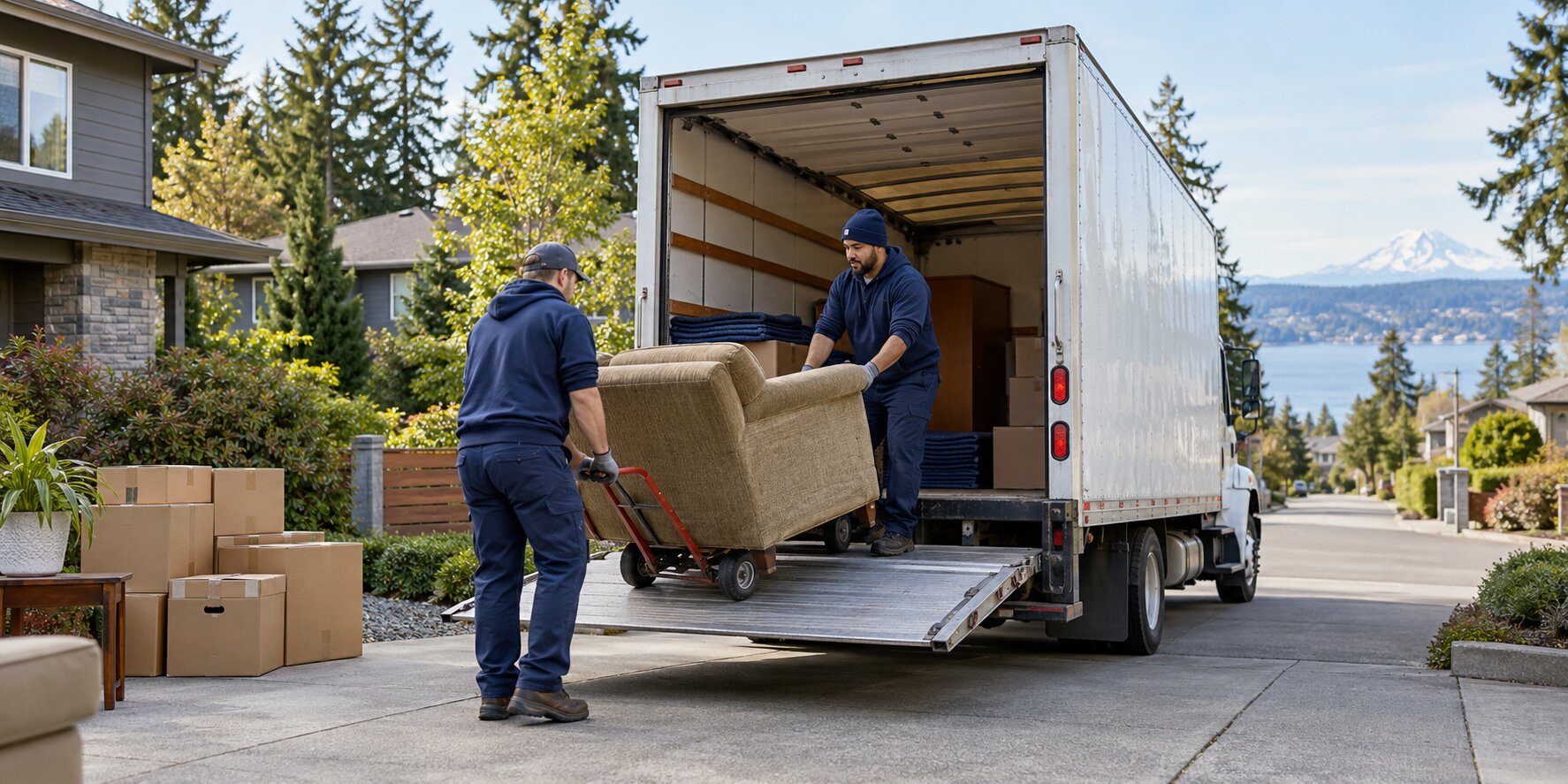 Representative box-truck hauling and furniture loading scene